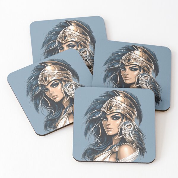 Item preview, Athena Greek Goddess of Wisdom with Owl and Warrior Helmet designed and sold by MythicMood.