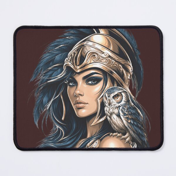 Item preview, Athena Greek Goddess of Wisdom with Owl and Warrior Helmet designed and sold by MythicMood.