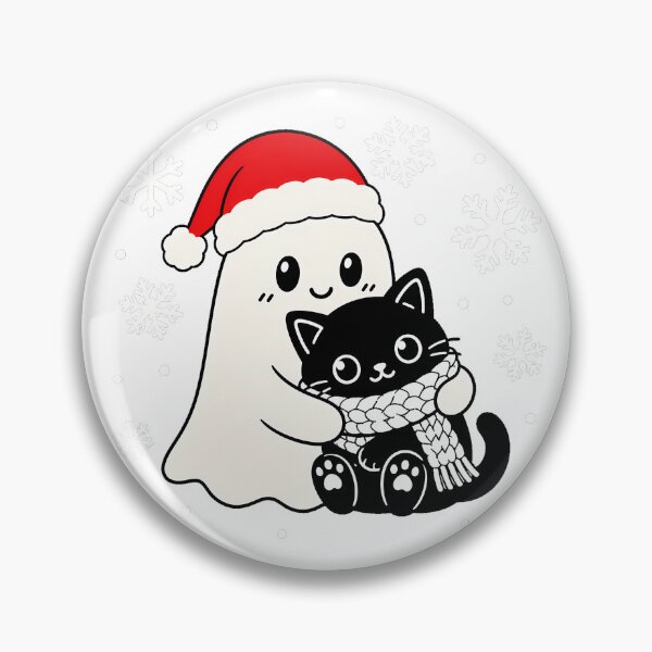 Item preview, Creepmas Ghost Black Cat Hugging Winter Spirit designed and sold by chattsuede.