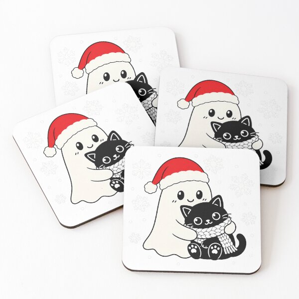 Item preview, Creepmas Ghost Black Cat Hugging Winter Spirit designed and sold by chattsuede.
