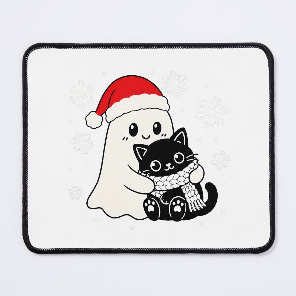 Item preview, Creepmas Ghost Black Cat Hugging Winter Spirit designed and sold by chattsuede.