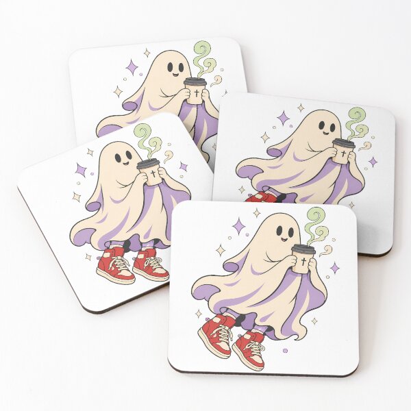 Item preview, Spooky Ghost Drinking Coffee Cozy Pastel Goth designed and sold by chattsuede.