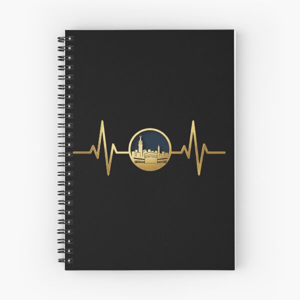 Item preview, Makkah in a circular frame & Heartbeat (gold) – Kaaba and Abraj Al Bait Skyline Islamic Minimalist Muslim Design designed and sold by D-Islamic.