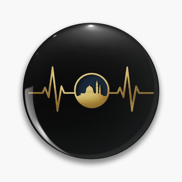 Item preview, Madinah in a circular frame & Heartbeat (gold) – Al Masjid an Nabawi Prophet’s Mosque Minimalist Muslim Design designed and sold by D-Islamic.