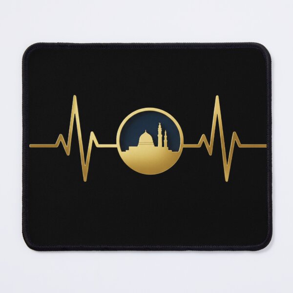 Item preview, Madinah in a circular frame & Heartbeat (gold) – Al Masjid an Nabawi Prophet’s Mosque Minimalist Muslim Design designed and sold by D-Islamic.