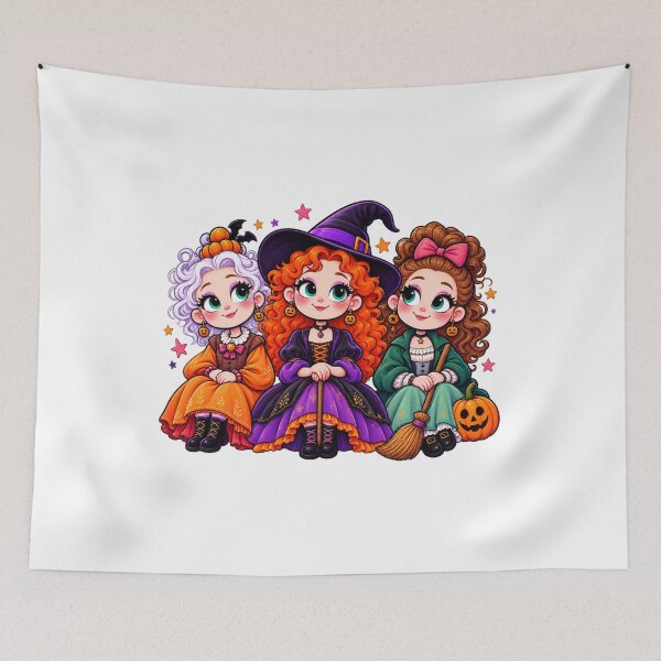 Item preview, Chibi Halloween Witch Trio with Brooms. designed and sold by Anime-Clothes1.