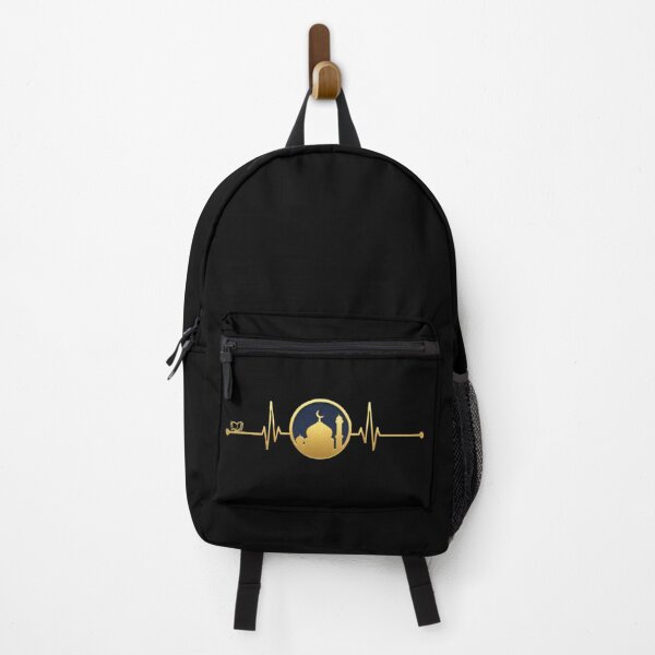 Item preview, Mosque in a circular frame & Heartbeat (gold) – Crescent Mosque Silhouette Islamic Minimalist Muslim Design designed and sold by D-Islamic.