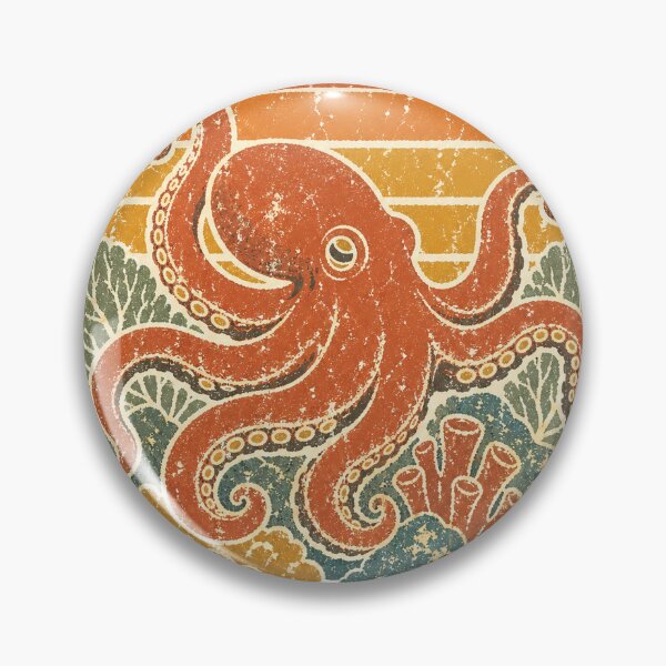 Item preview, Octopus in the Coral Reef Sun Faded Retro Art designed and sold by VisualArtsOasis.