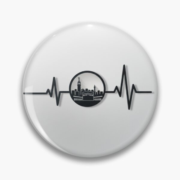 Item preview, Makkah in a circular frame & Heartbeat (black) – Kaaba and Abraj Al Bait Skyline Islamic Minimalist Muslim Design designed and sold by D-Islamic.