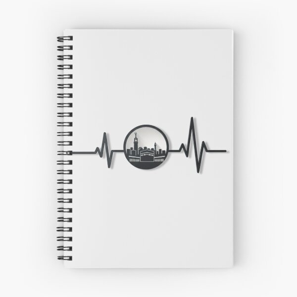 Item preview, Makkah in a circular frame & Heartbeat (black) – Kaaba and Abraj Al Bait Skyline Islamic Minimalist Muslim Design designed and sold by D-Islamic.
