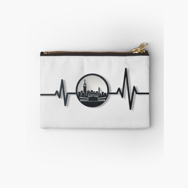 Item preview, Makkah in a circular frame & Heartbeat (black) – Kaaba and Abraj Al Bait Skyline Islamic Minimalist Muslim Design designed and sold by D-Islamic.