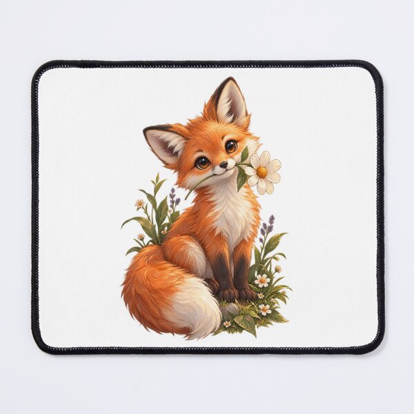 Item preview, Whimsical Fox with Daisy – Cute Woodland Cottagecore Art designed and sold by GraphiteRealm.