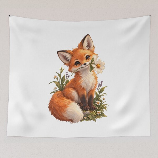 Item preview, Whimsical Fox with Daisy – Cute Woodland Cottagecore Art designed and sold by GraphiteRealm.
