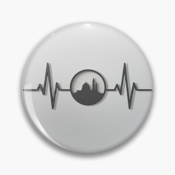 Item preview, Madinah in a circular frame & Heartbeat (black) – Al Masjid an Nabawi Prophet’s Mosque Minimalist Muslim Design designed and sold by D-Islamic.
