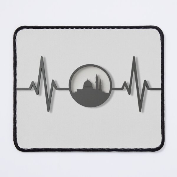 Item preview, Madinah in a circular frame & Heartbeat (black) – Al Masjid an Nabawi Prophet’s Mosque Minimalist Muslim Design designed and sold by D-Islamic.