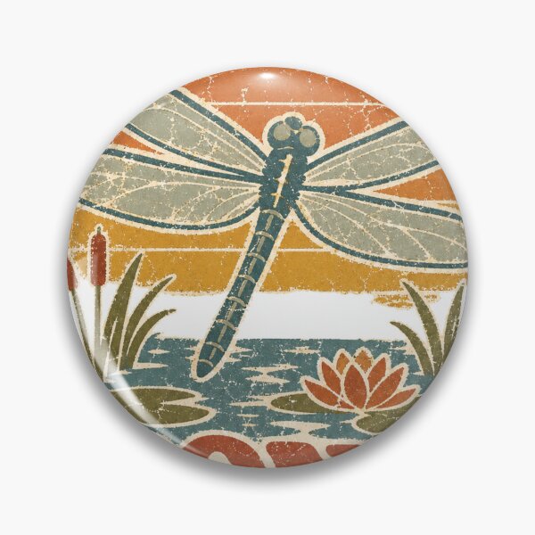 Item preview, Dragonfly over the Summer Pond Sun Faded Retro Art designed and sold by VisualArtsOasis.