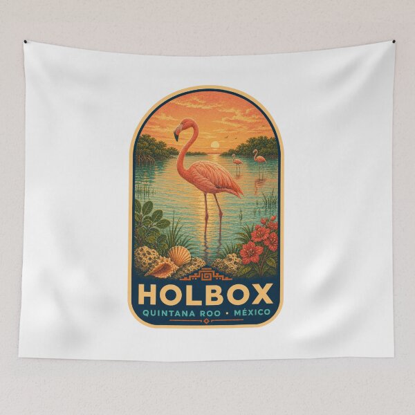 Item preview, Holbox Flamingos Quintana Roo Mexico designed and sold by BeachWhisper.