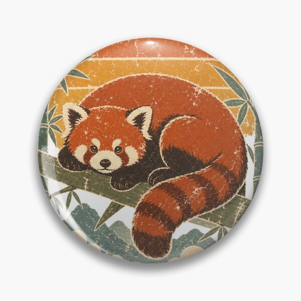 Item preview, Red Panda in the Misty Bamboo Grove Sun Faded Retro Art designed and sold by VisualArtsOasis.