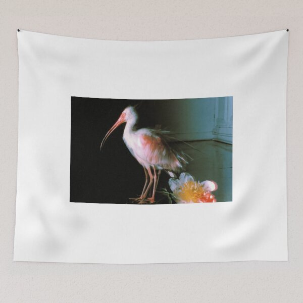 Item preview, Ibis blanco etéreo de pie junto a una peonía designed and sold by TerrellynKinneu.