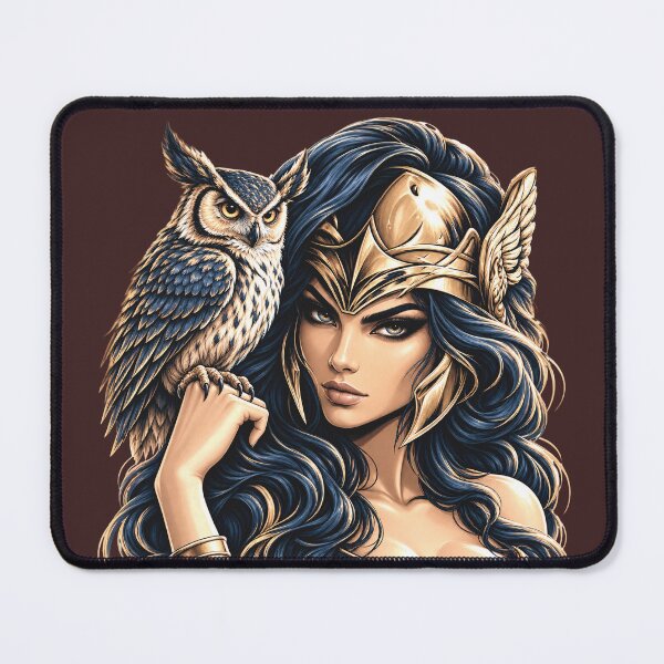 Item preview, Athena Greek Goddess of Wisdom with Owl and Warrior Helmet designed and sold by MythicMood.