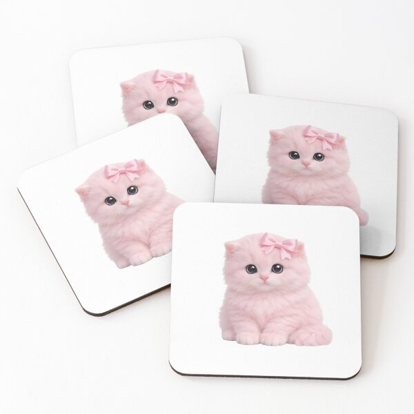 Item preview, Cute pink Kitten With Red Bow designed and sold by AmirArtisanVibe.