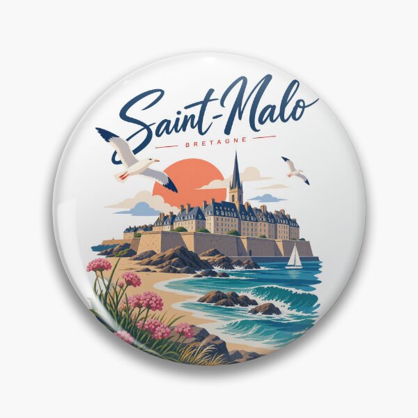 Item preview, Saint-Malo calligraphic sign with city landmarks designed and sold by 1enchik.