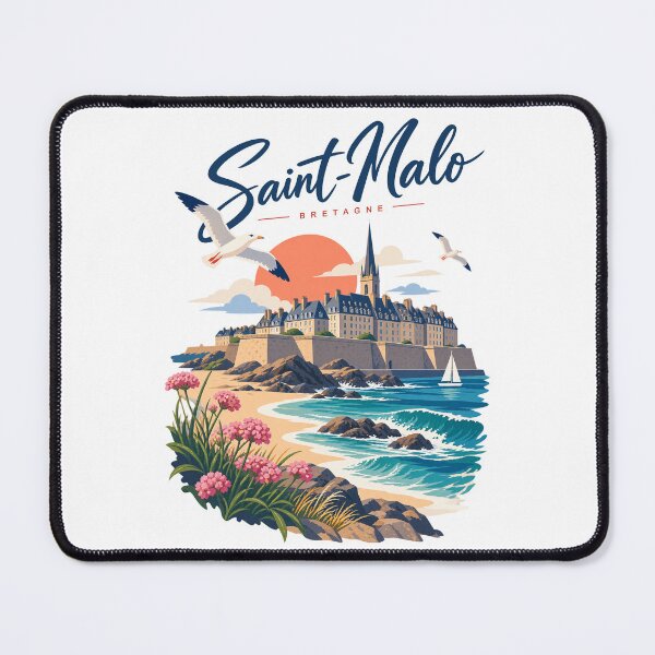 Item preview, Saint-Malo calligraphic sign with city landmarks designed and sold by 1enchik.