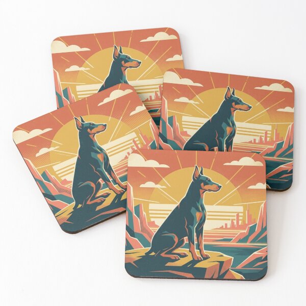 Item preview, Surreal Doberman Geometric Sunset Landscape Illustration designed and sold by Dogandesighn.