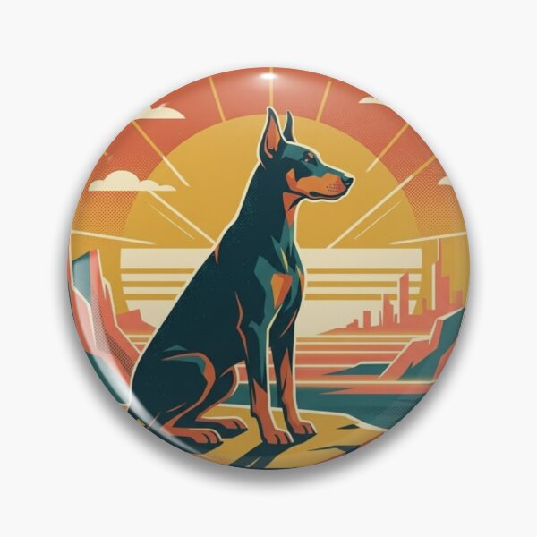 Item preview, Surreal Doberman Geometric Sunset Landscape Illustration designed and sold by Dogandesighn.