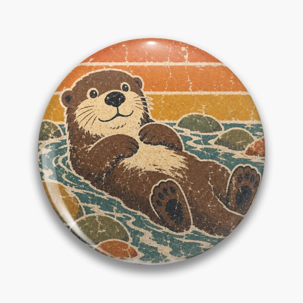 Item preview, Otter in the River Rapids Sun Faded Retro Art designed and sold by VisualArtsOasis.