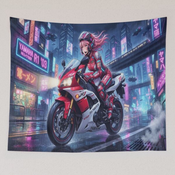 Item preview, Cyberpunk - Anime Girl Neon Ride designed and sold by JMAVILA ART.