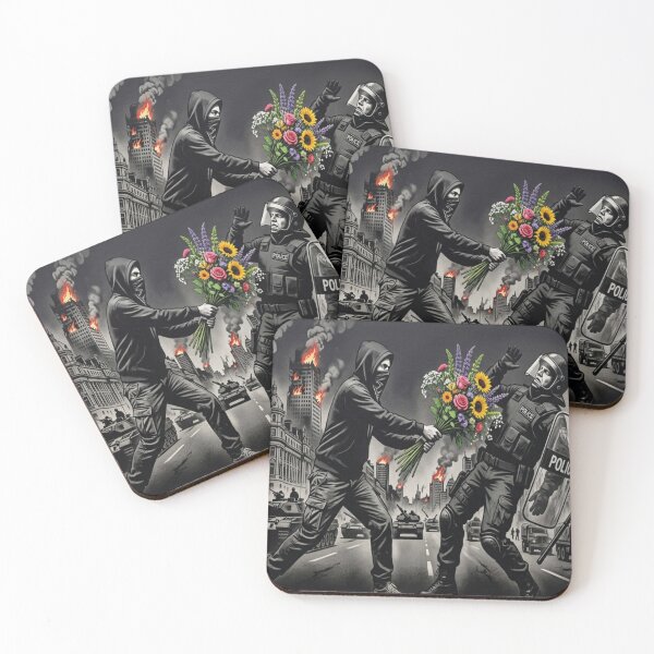 Item preview, Flower Protest Violence vs Peace Banksy Style Print designed and sold by NUKHUD World .