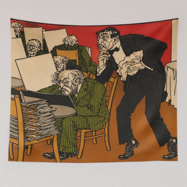 Item preview, Vintage Viennese Cafe Art Print, In the Reading Room, Moriz Jung Art Nouveau Illustration designed and sold by RickE.