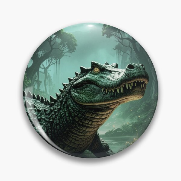 Item preview, Epic crocodile in the swamp under a full moon designed and sold by Mystic-Art-2.