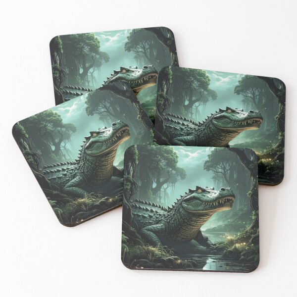 Item preview, Epic crocodile in the swamp under a full moon designed and sold by Mystic-Art-2.