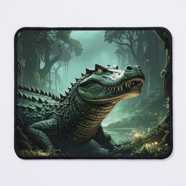 Item preview, Epic crocodile in the swamp under a full moon designed and sold by Mystic-Art-2.