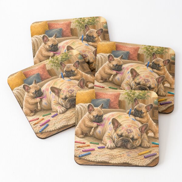 Item preview, Bulldogs Pranking Their Sleeping Friend designed and sold by ArcaneVisionArt.