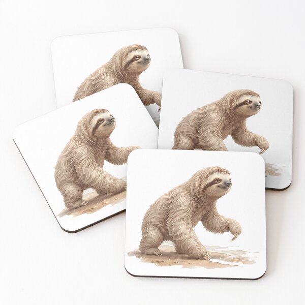 Item preview, Beach Sloth Strolling Along the Seashore – Peaceful Summer Beach Vibes Illustration designed and sold by Quiet Joy Studio.