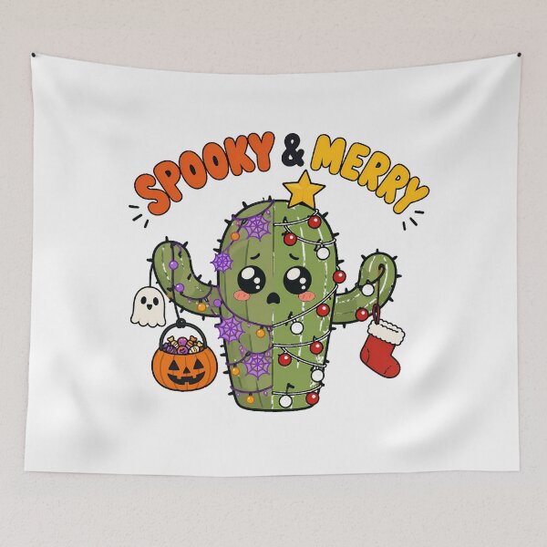 Item preview, Spooky Merry Christmas Cactus Halloween Creepmas Mashup designed and sold by chattsuede.