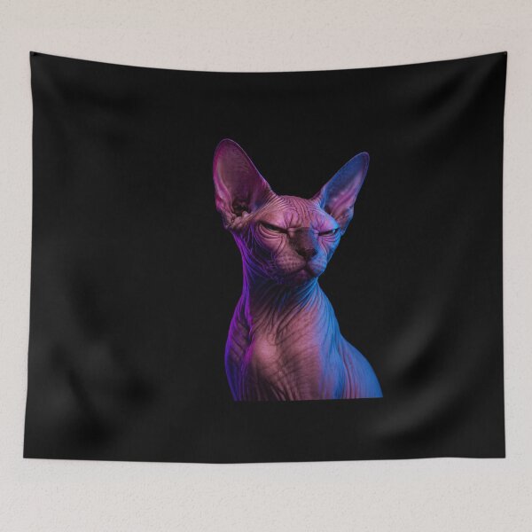 Item preview, Unimpressed Sphynx Cat Portrait Neon Halloween No Text designed and sold by Retro Whiskers.