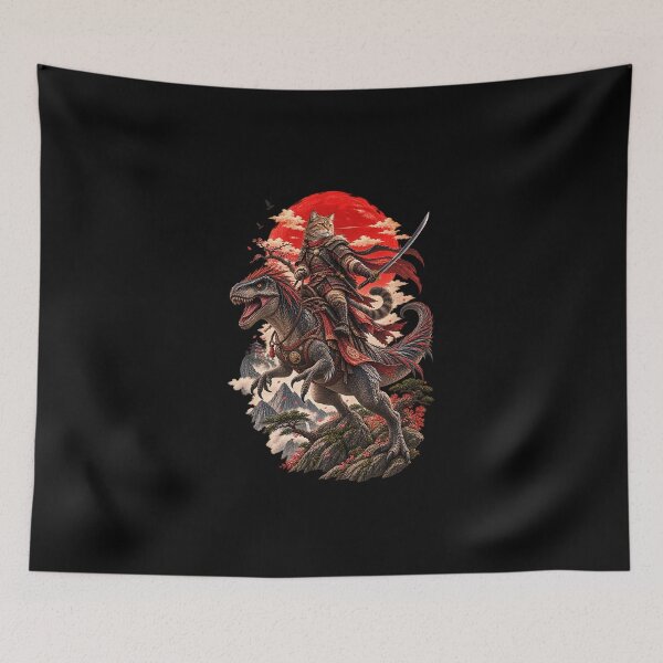 Item preview, Cat Samurai Riding Dinosaur in Japan designed and sold by keytee.