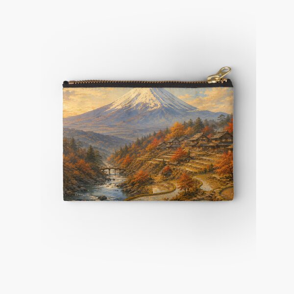 Item preview, Mount Fuji Autumn Village Oil Painting Warm Dusk designed and sold by Jozefin's Studio.