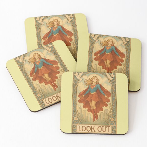 Item preview, Maiden of Might – Supergirl Art Nouveau Vintage Poster designed and sold by BravenBold.