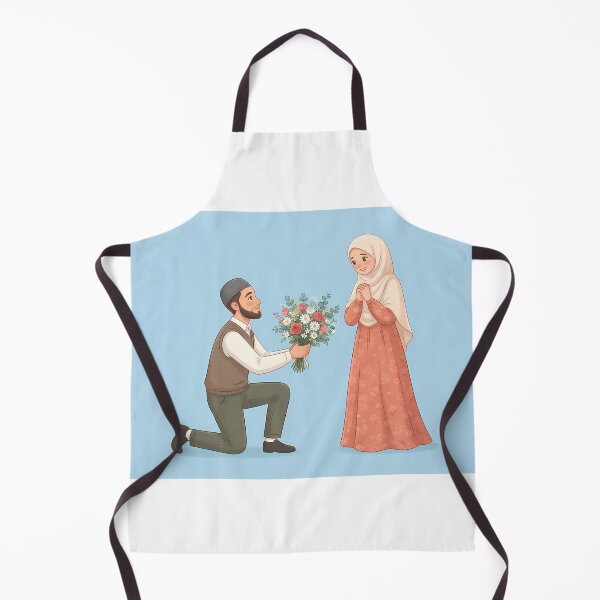 Item preview, Ilustración de una modesta propuesta de matrimonio de una pareja musulmana: hombre arrodillado con flores. designed and sold by hakikatm.
