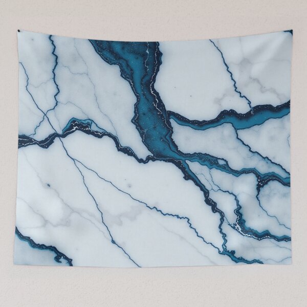 Item preview, White Blue Classic Marble Pattern designed and sold by IntelliMindDesigns.