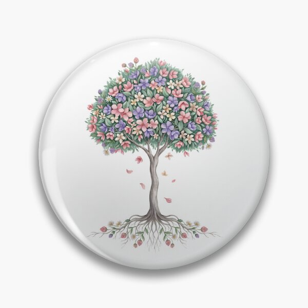 Item preview, Floral Tree of Life – Colorful Botanical Tree with Flowers and Roots designed and sold by InnerFaith.