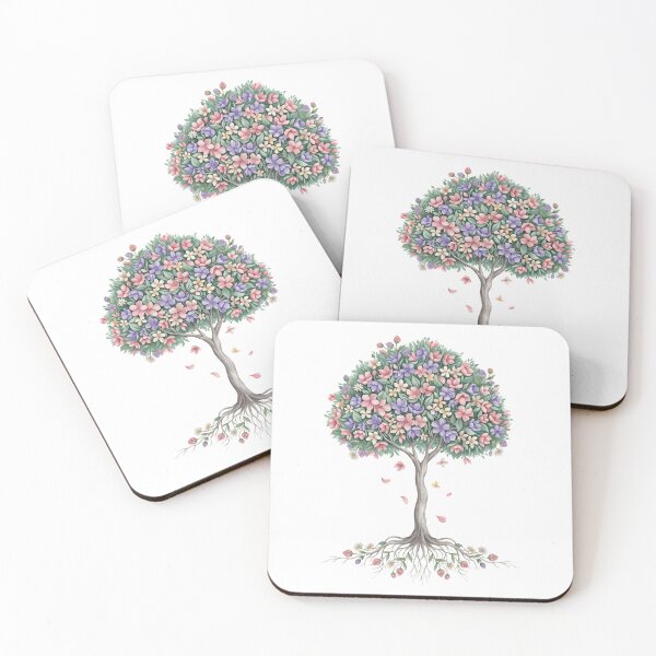 Item preview, Floral Tree of Life – Colorful Botanical Tree with Flowers and Roots designed and sold by innerfaith.