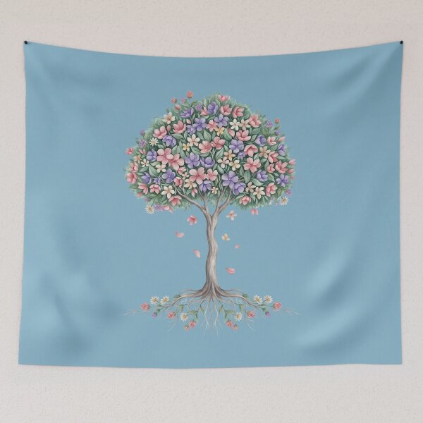 Item preview, Floral Tree of Life – Colorful Botanical Tree with Flowers and Roots designed and sold by InnerFaith.