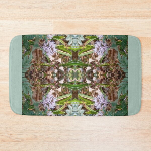 Item preview, Flower being foraged by a bee in nature, mirror image designed and sold by lyloubeaupere.