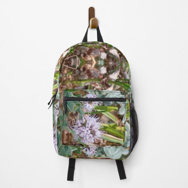 Item preview, Flower being foraged by a bee in nature, mirror image designed and sold by lyloubeaupere.